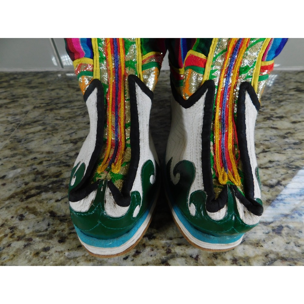 Vintage Mongolian Tibetan Tribal Handmade Wool Felt Leather Snow Boots Unisex - Picture 5 of 12
